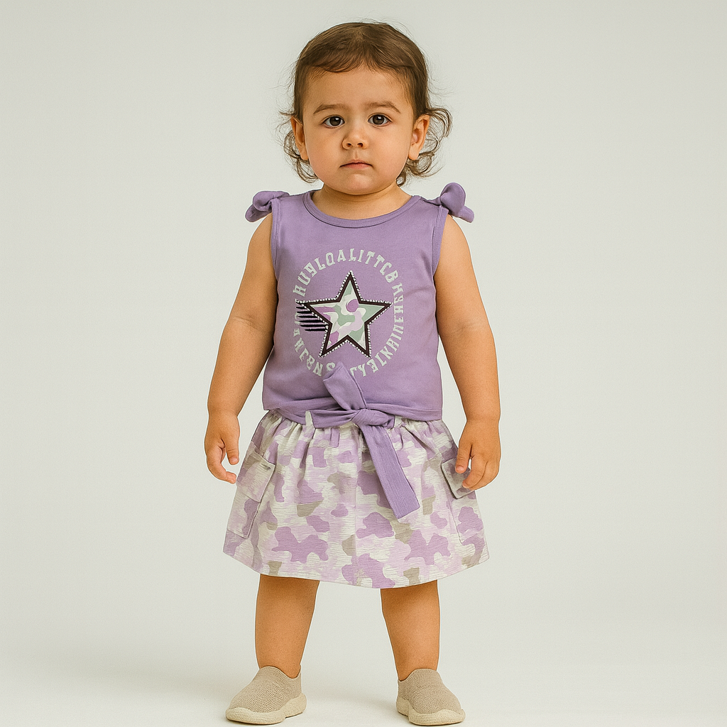 Girls Star Print Top & Skirt Set