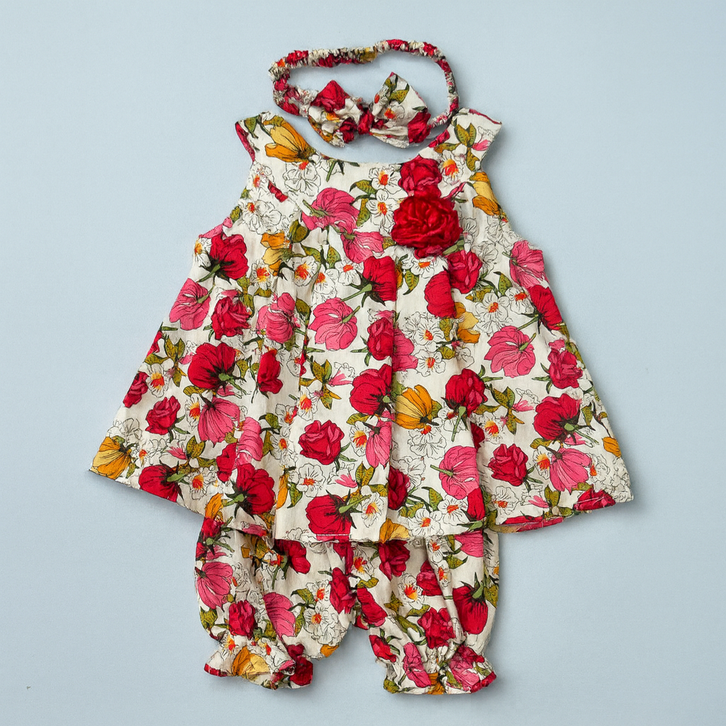 Baby Girl 3-Piece Floral cotton Outfit Set