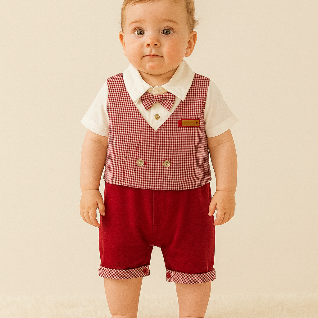 Baby Boys Romper with Bow Tie