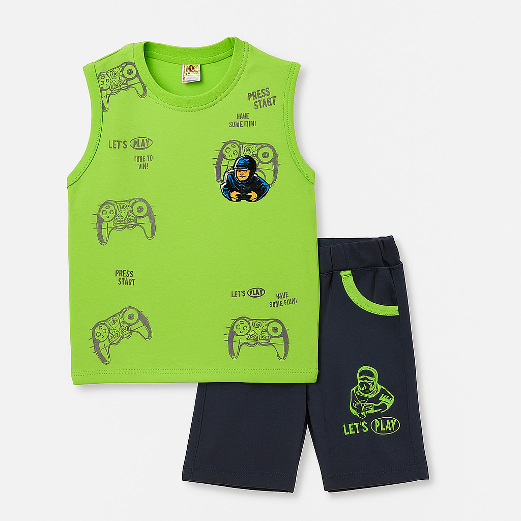 Gamer Style Sleeveless(Sando) Shirt & Shorts Set