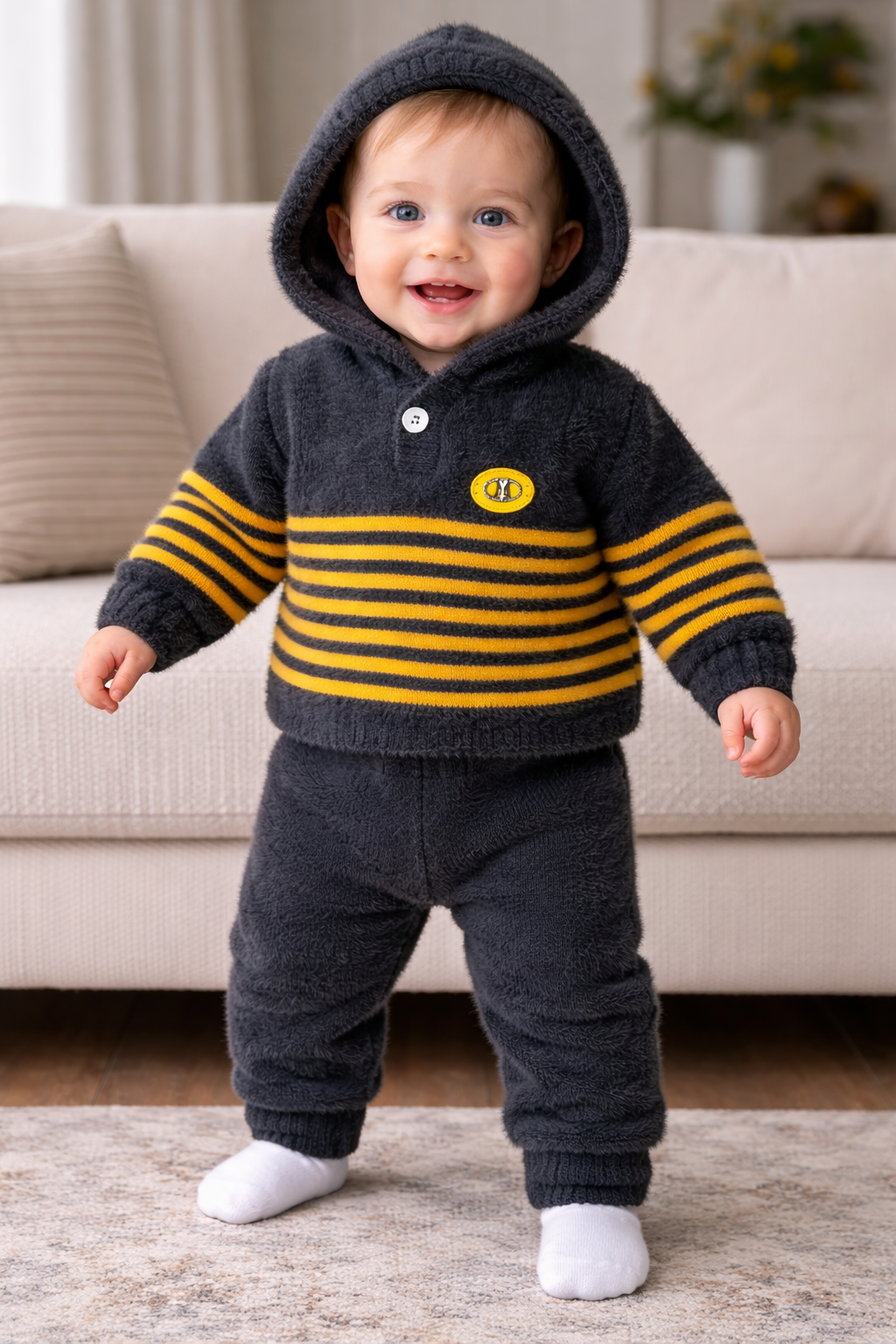 Premium Rabbit Wool Hoodie & Trouser Set for Kids