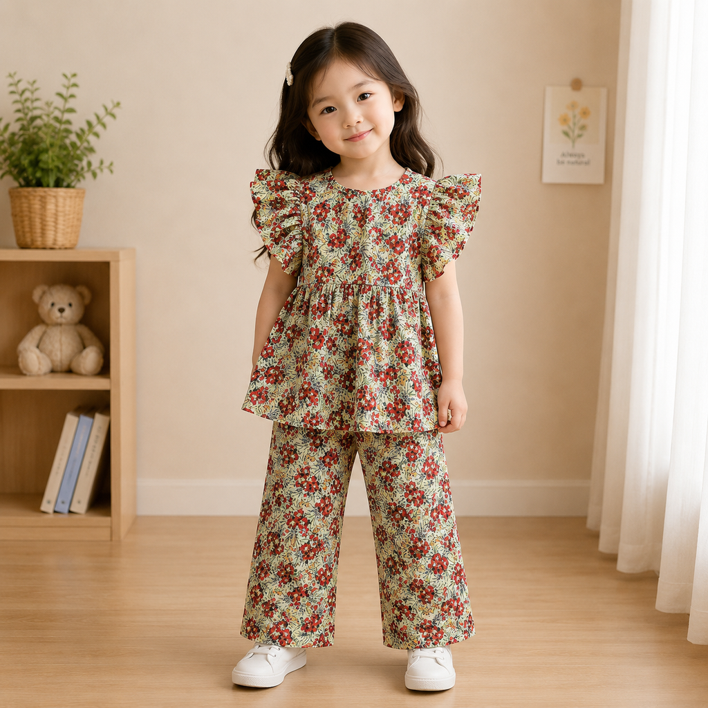 Girls Premium Printed Ruffle Co-Ord Set