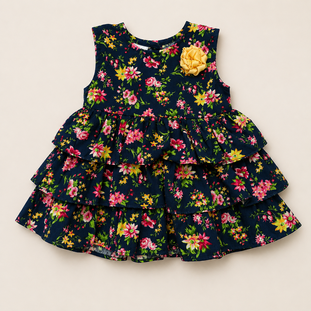 Girls Floral Ruffle Dress with Bloomer Set