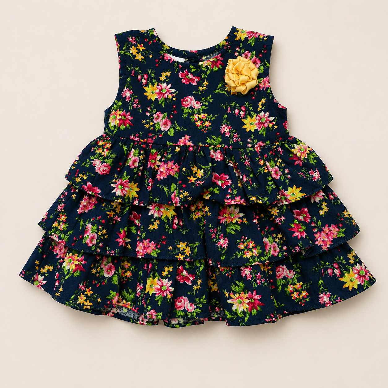 Girls Floral Ruffle Dress with Bloomer Set