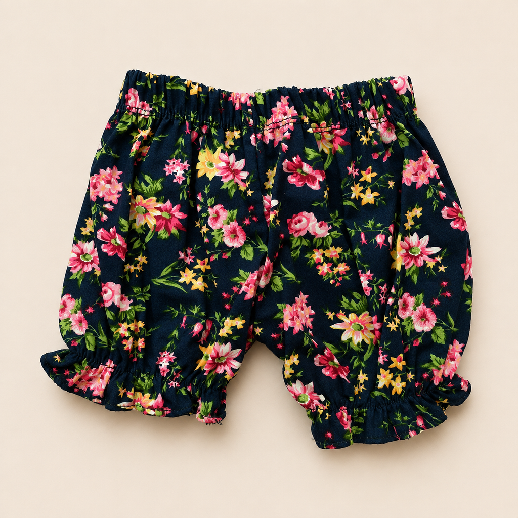 Girls Floral Ruffle Dress with Bloomer Set