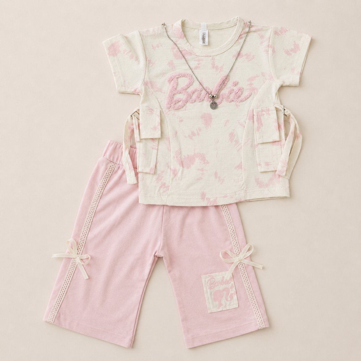 Girls Barbie Tie-Dye Top & Capri Pants Set