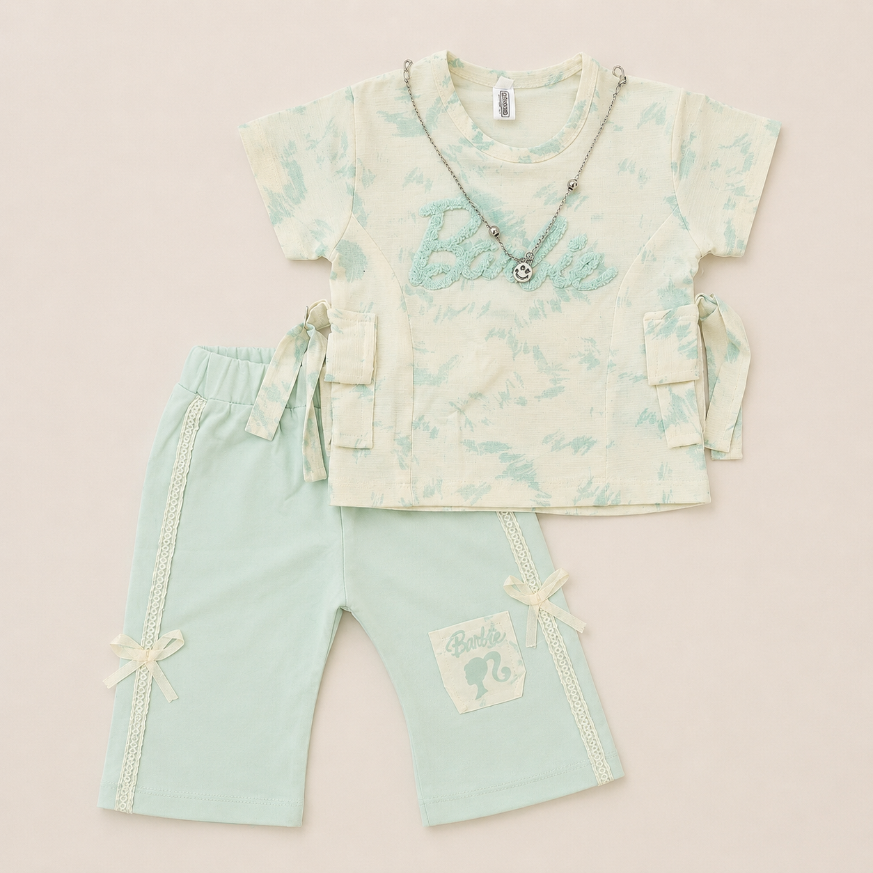 Girls Barbie Tie-Dye Top & Capri Pants Set