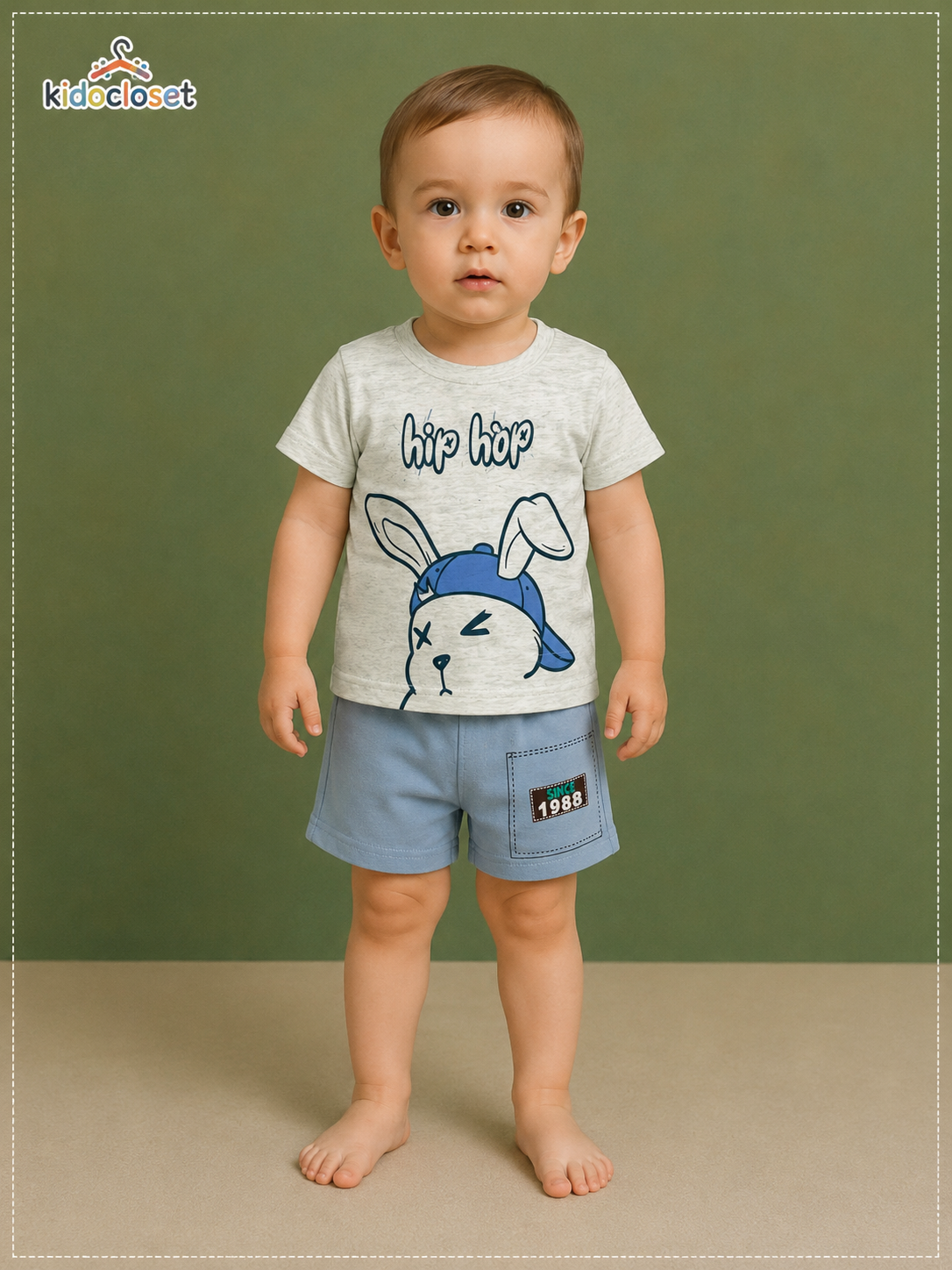 Kids T-Shirt and Short sets with Hip Hop Bunny print