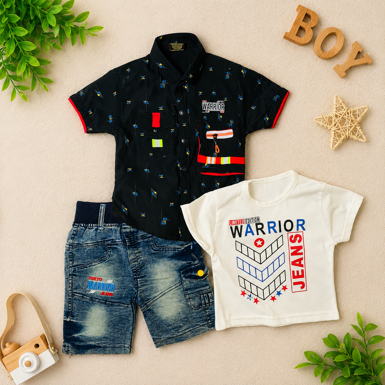 Kids 3-Piece T-shirt and shorts set