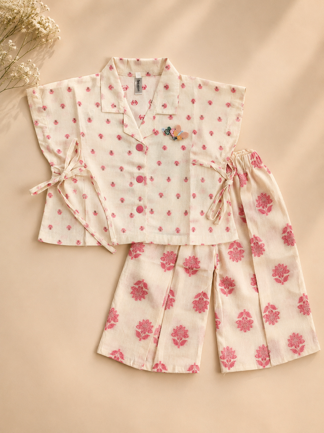 Girls Ethnic Soft Cotton Top & Palazzo