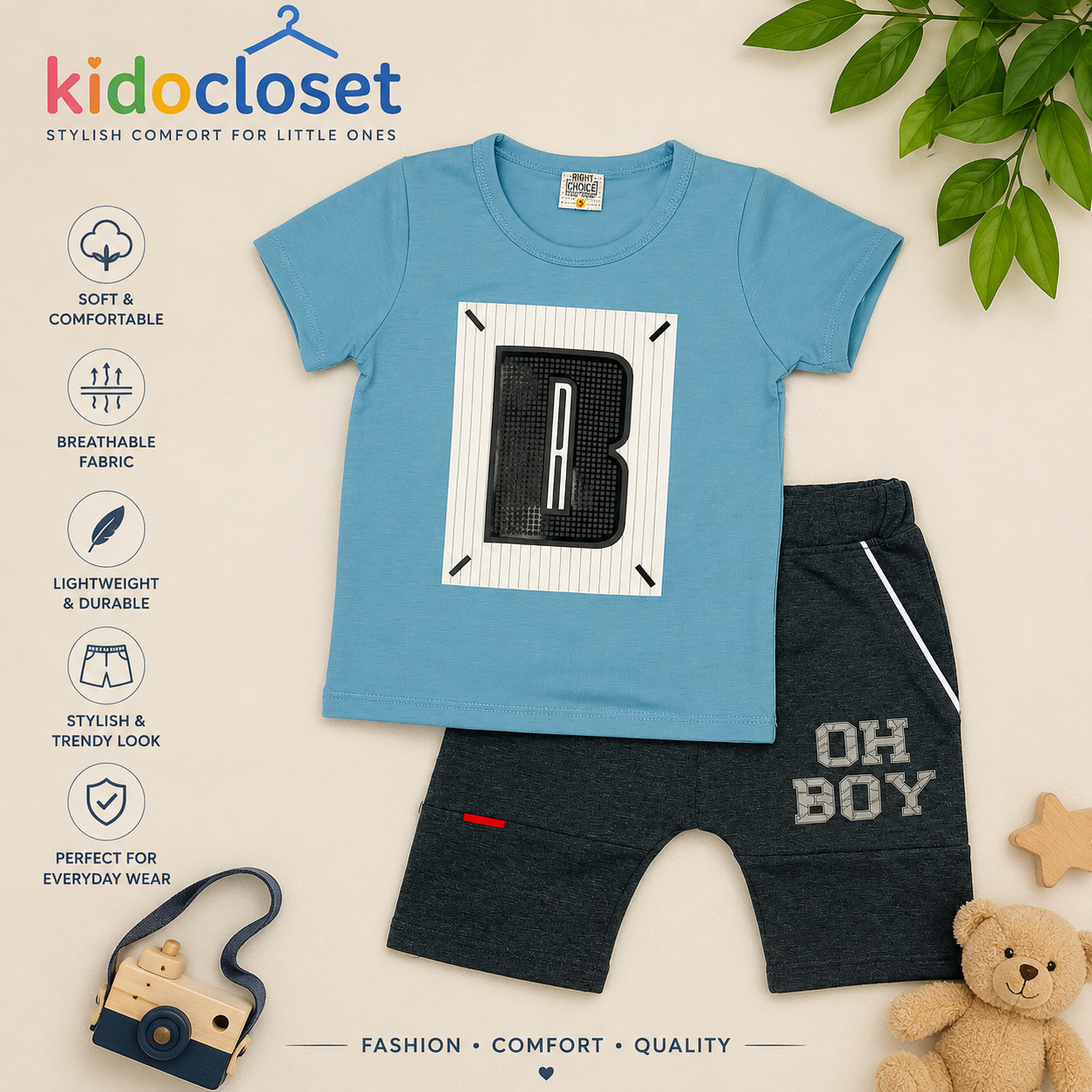 Kids Casual T-Shirt & Shorts Set