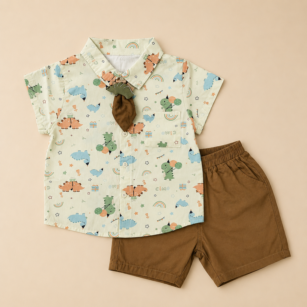 Boys Printed Shirt & Shorts Set