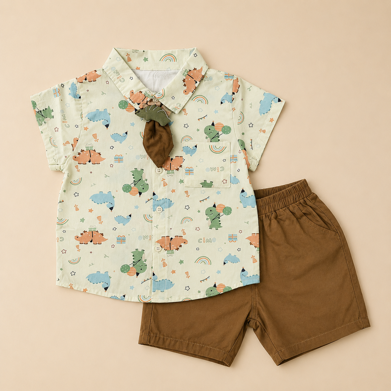Boys Printed Shirt & Shorts Set
