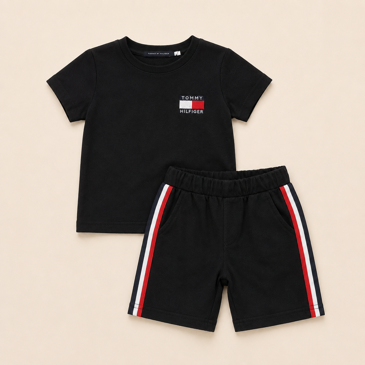 Kids Summer Black T-Shirt & Shorts