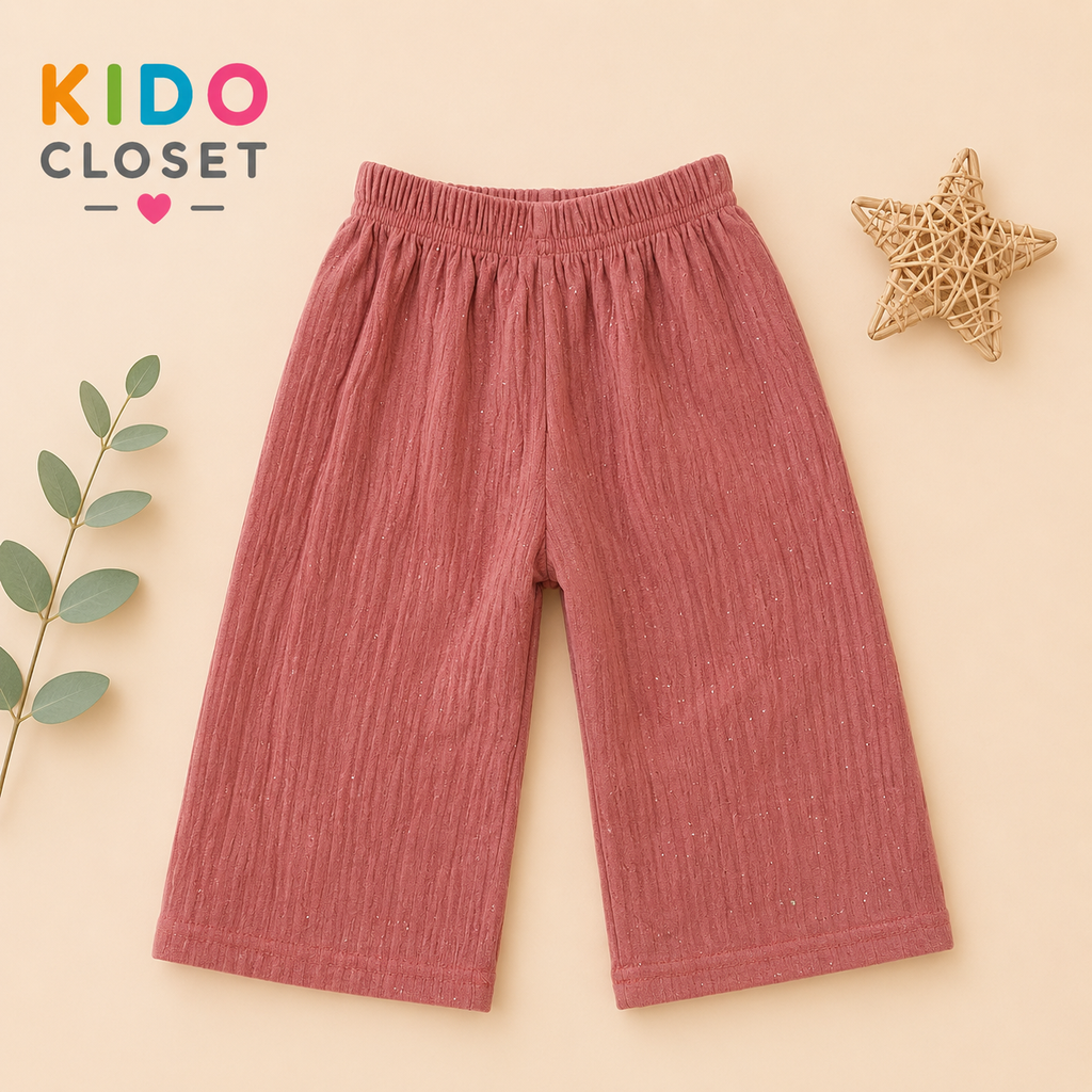 Girls Dior Butterfly Top & Wide Leg Pants Set(Pink)