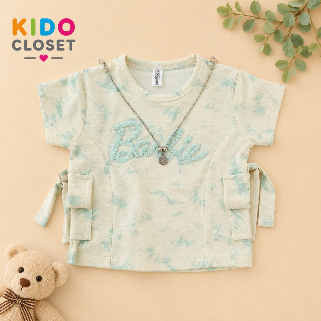 Girls Barbie Tie-Dye Top & Capri Pants Set