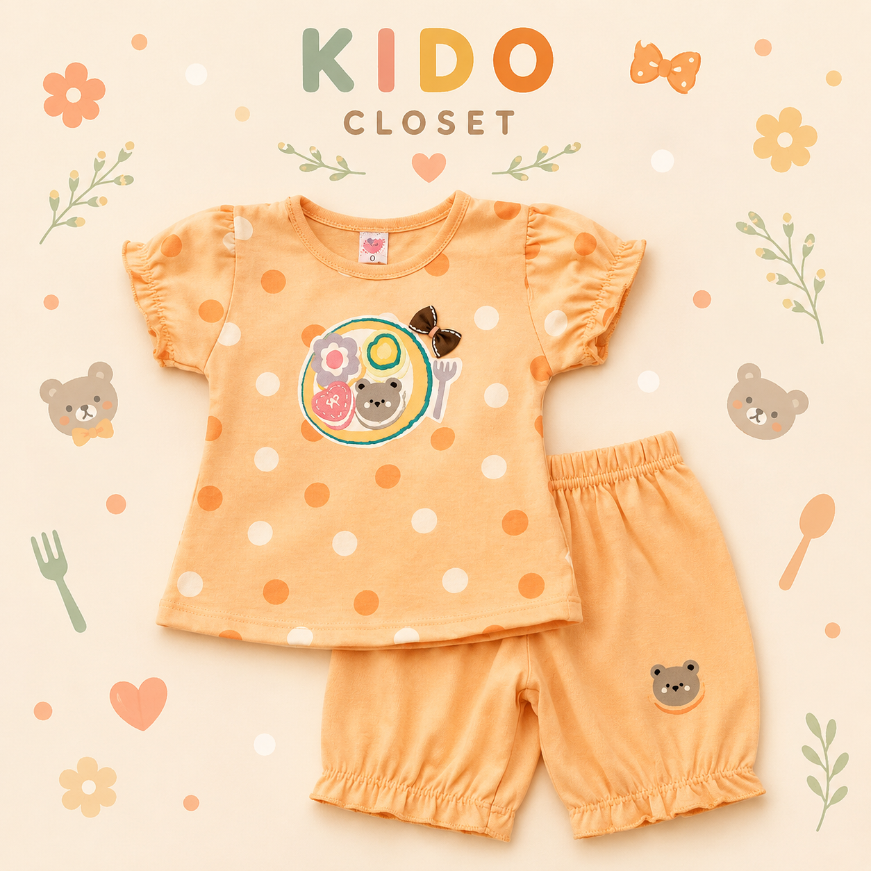 Girls Polka Dot Summer Shirt & Shorts Set