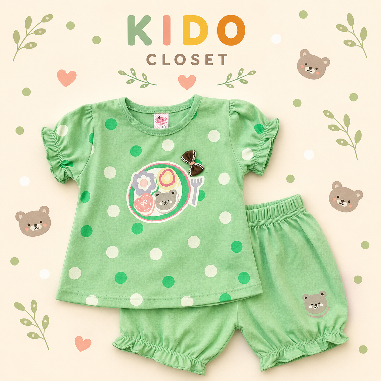 Girls Polka Dot Summer Shirt & Shorts Set