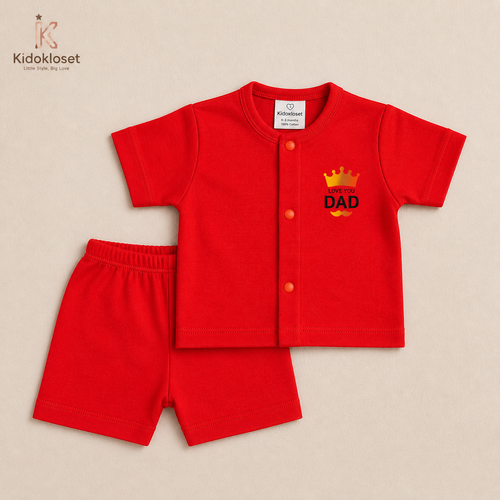 Baby Boys Red "Love You Dad" T-Shirt & Shorts Set