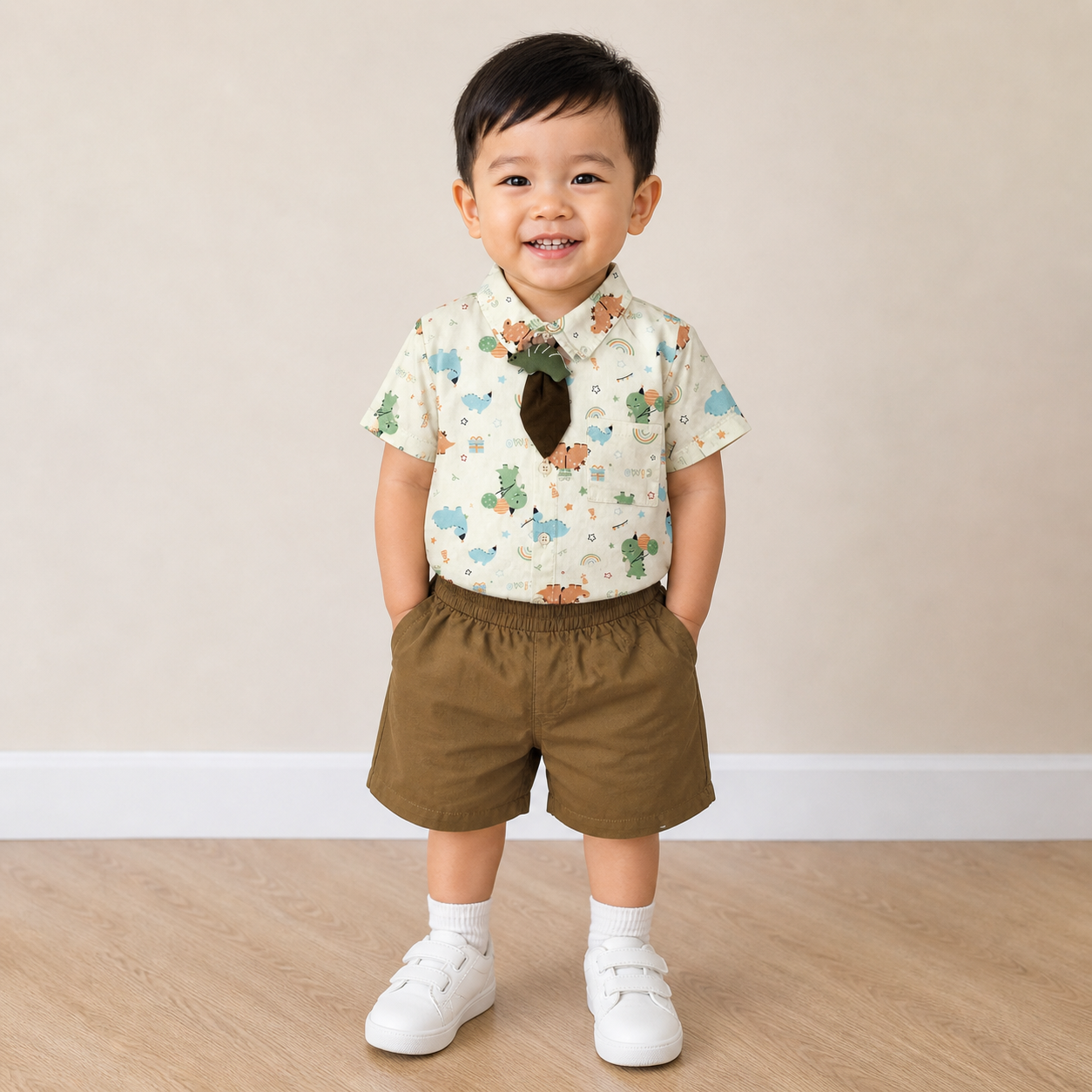 Boys Printed Shirt & Shorts Set
