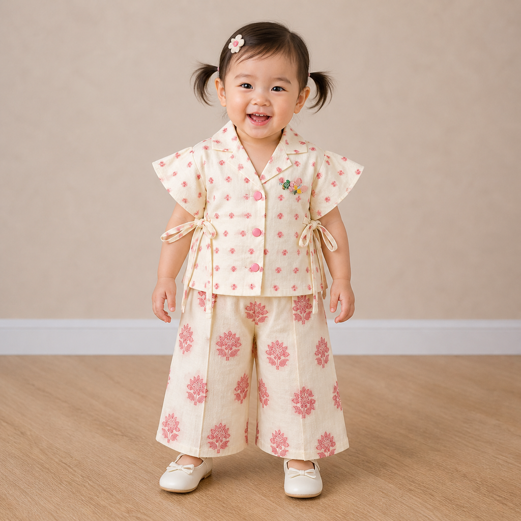 Girls Ethnic Soft Cotton Top & Palazzo