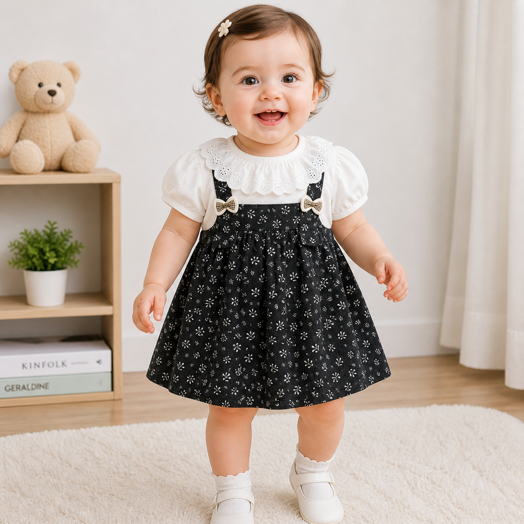 Classic Black & White Baby Frock