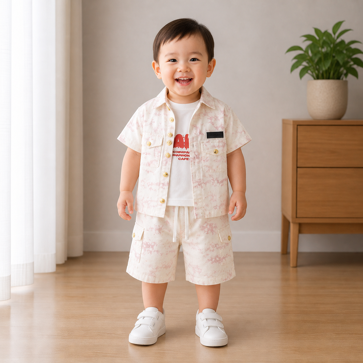Boys Sleeveless Tee with Shirt & Shorts