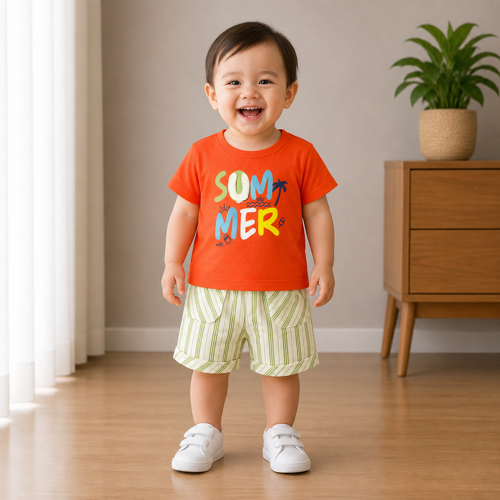 Boys Summer Graphic T-Shirt & Shorts Set