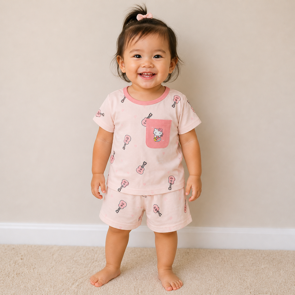 Cute Baby Girl Pink T-Shirt & Shorts Set