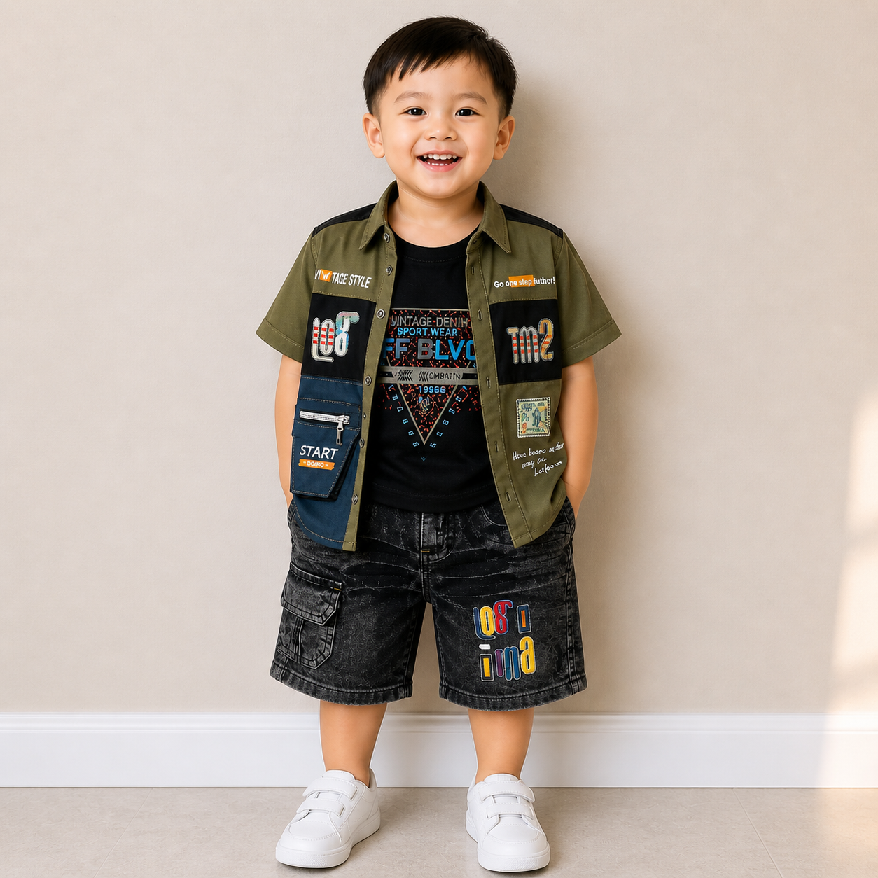 Kids 3-Piece Shirt & Shorts Set