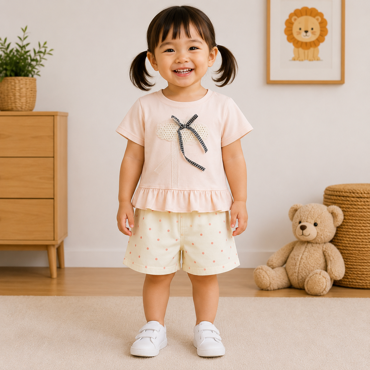 Girls Bow Top & Shorts Set