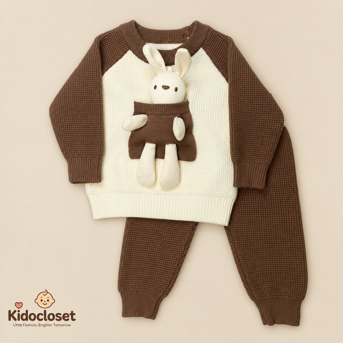 Cute Bunny Knitted Wool 2-Piece Set for Kids