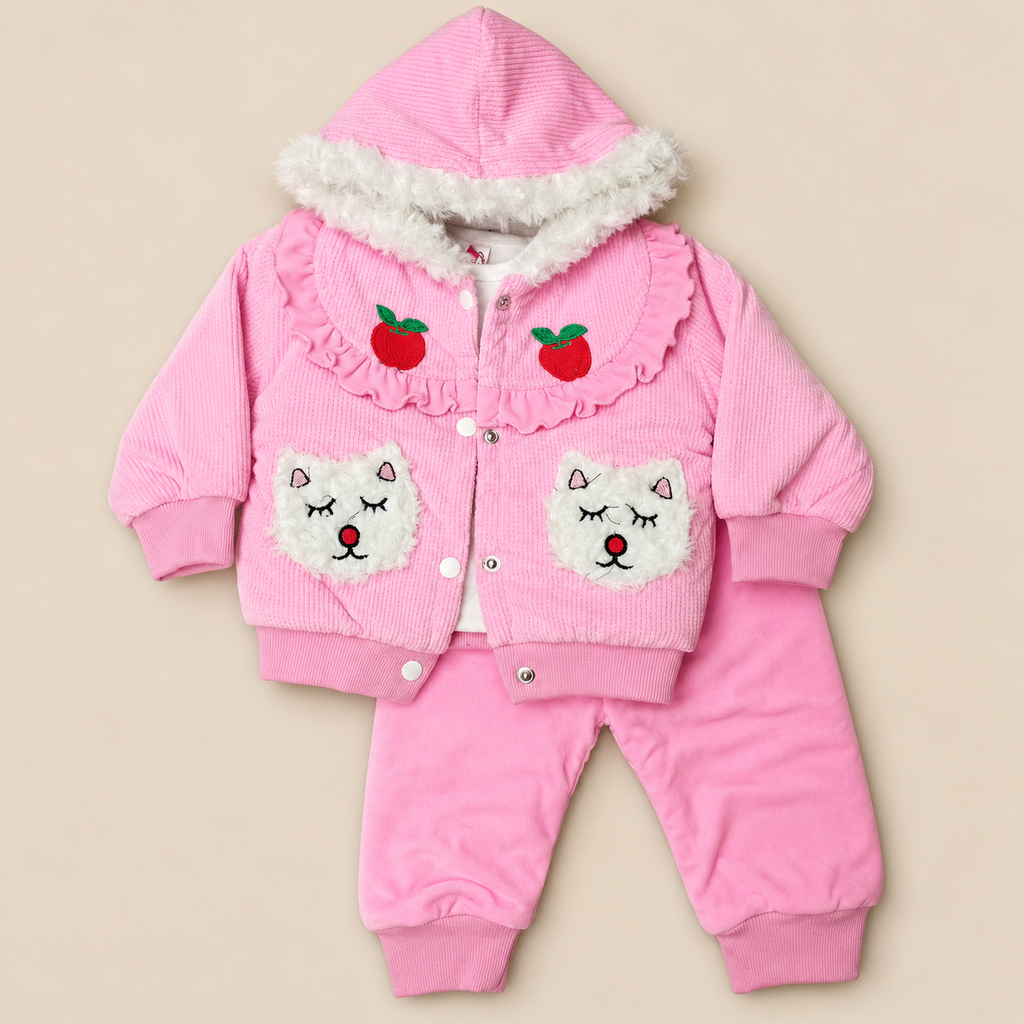 Baby Girls Warm Wool Winter 3-Piece Set