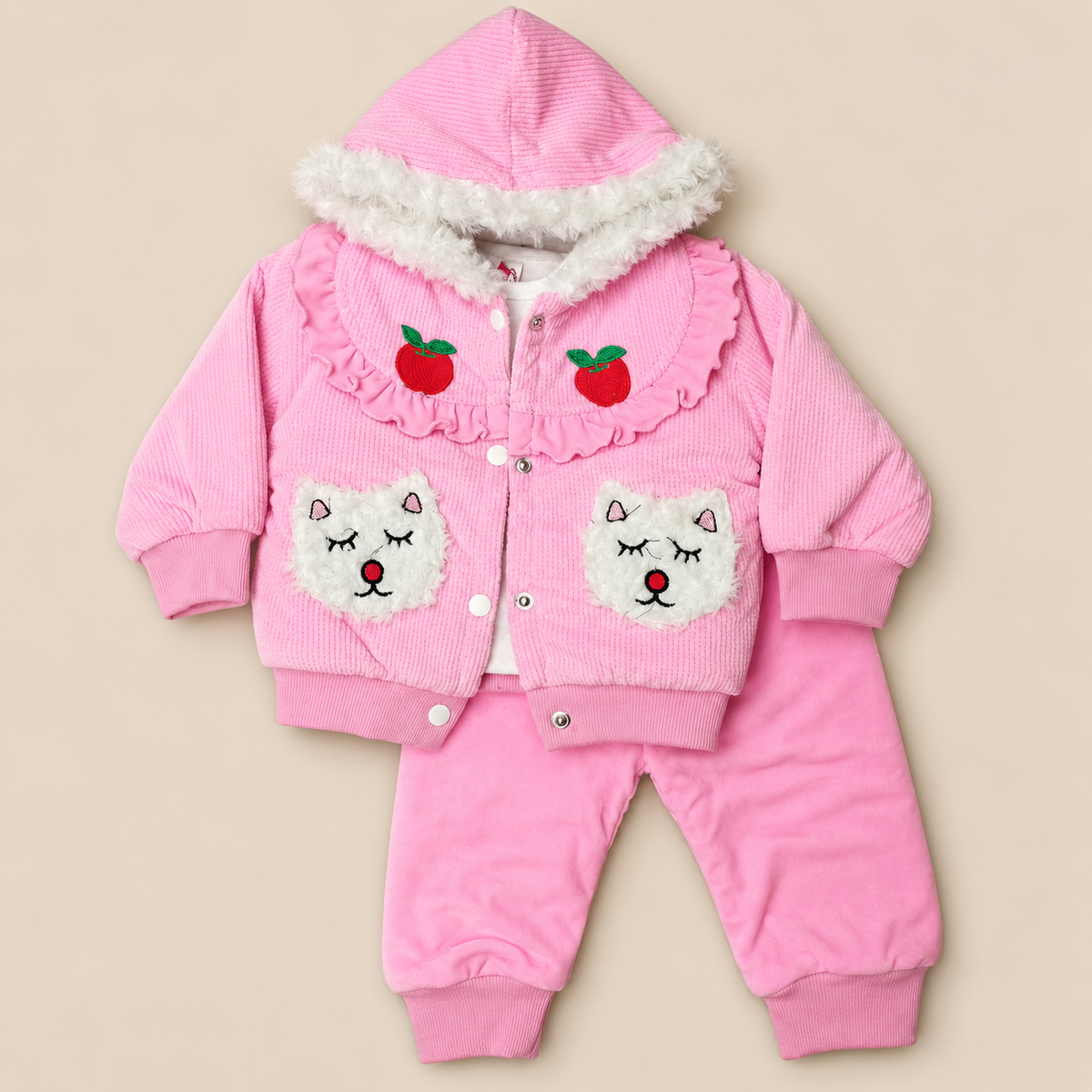 Baby Girls Warm Wool Winter 3-Piece Set