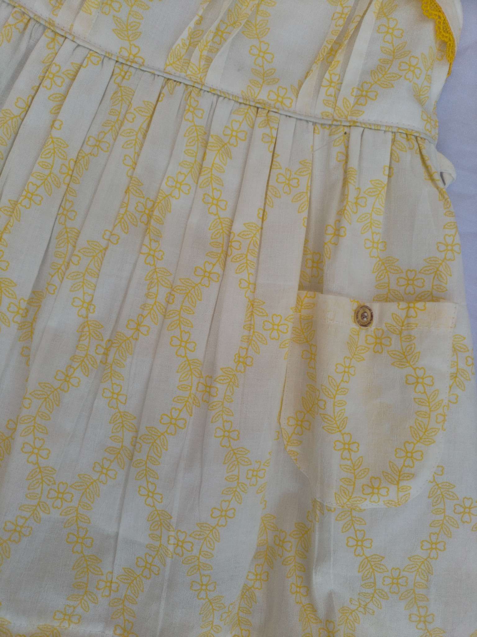 Yellow Floral Pocket Frock for Baby Girls