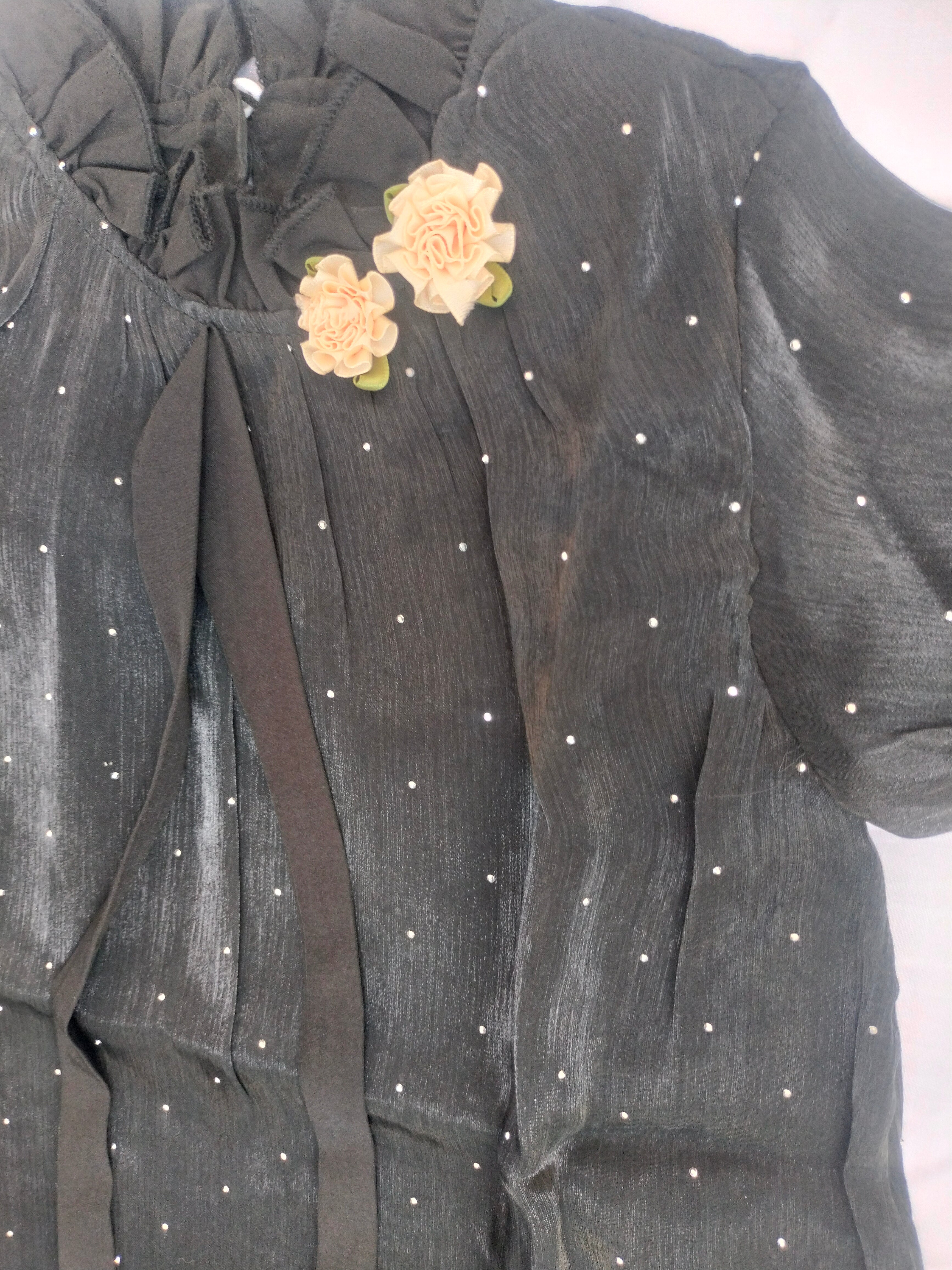 Girls Elegant Pearl-Dot Chiffon Top