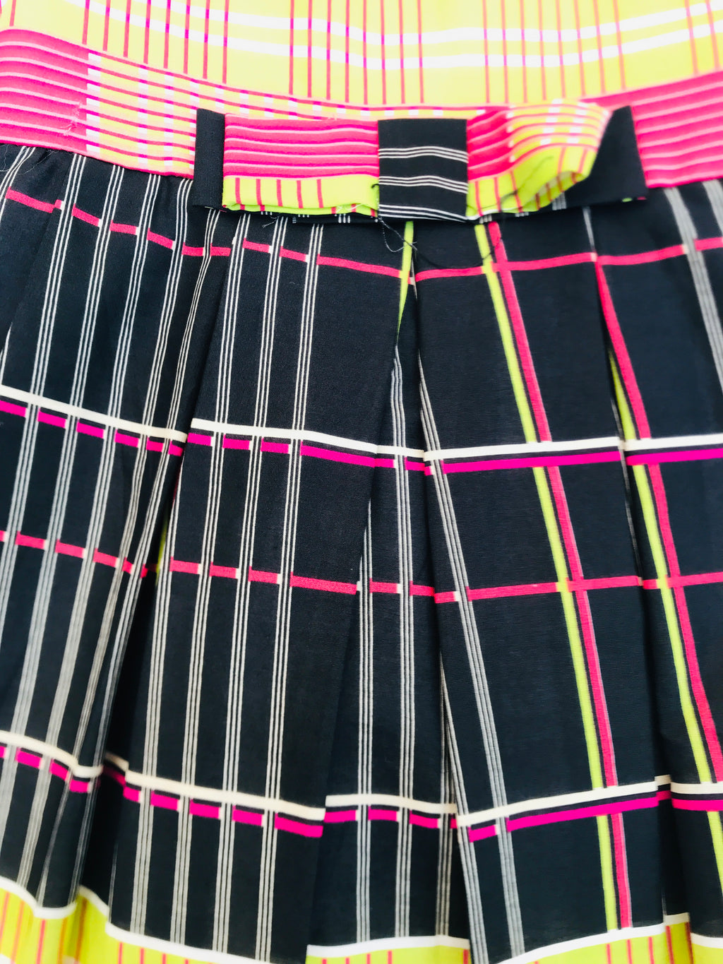 Black Cotton Checkered Party Dress for Girls