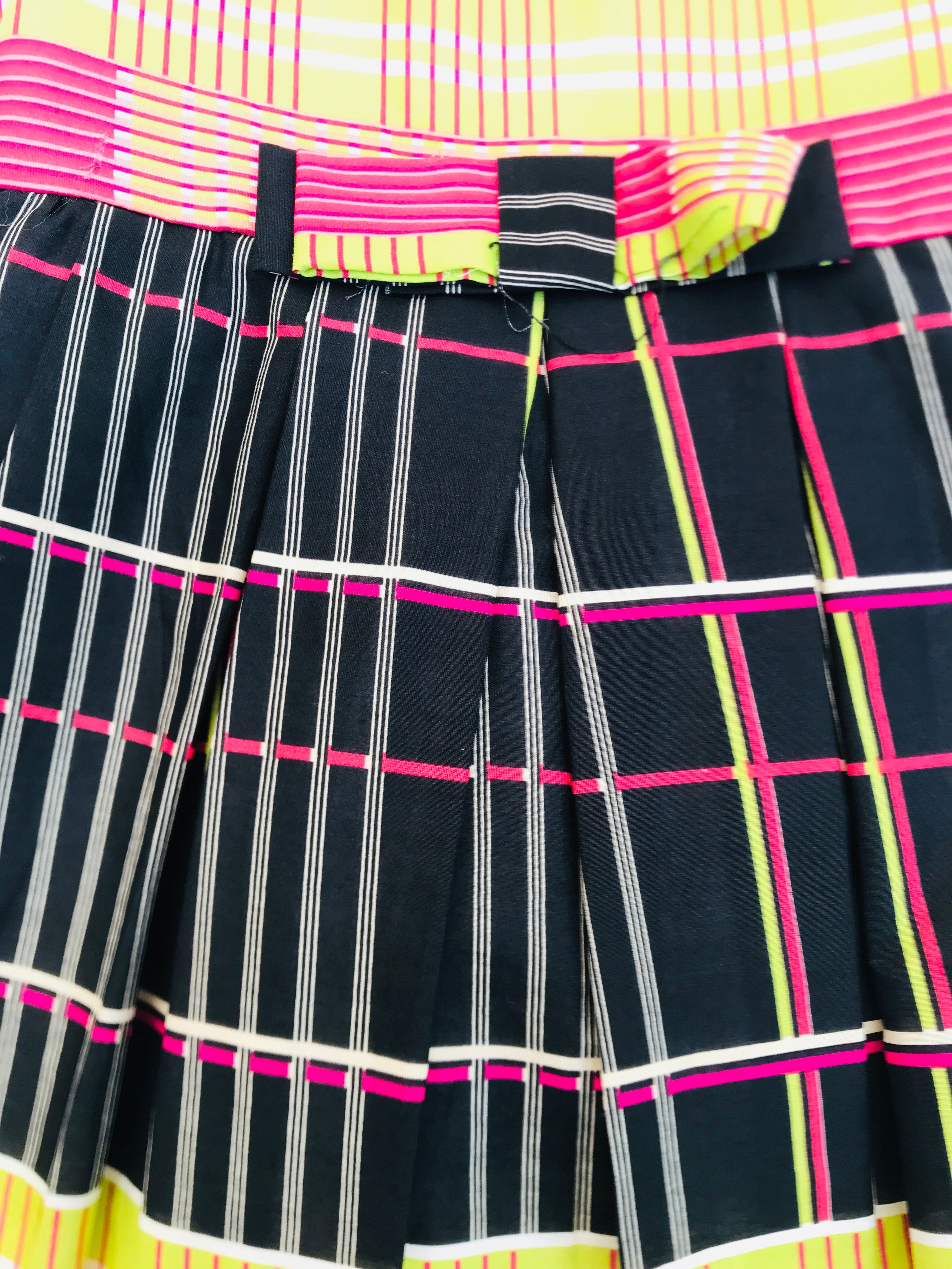 Black Cotton Checkered Party Dress for Girls