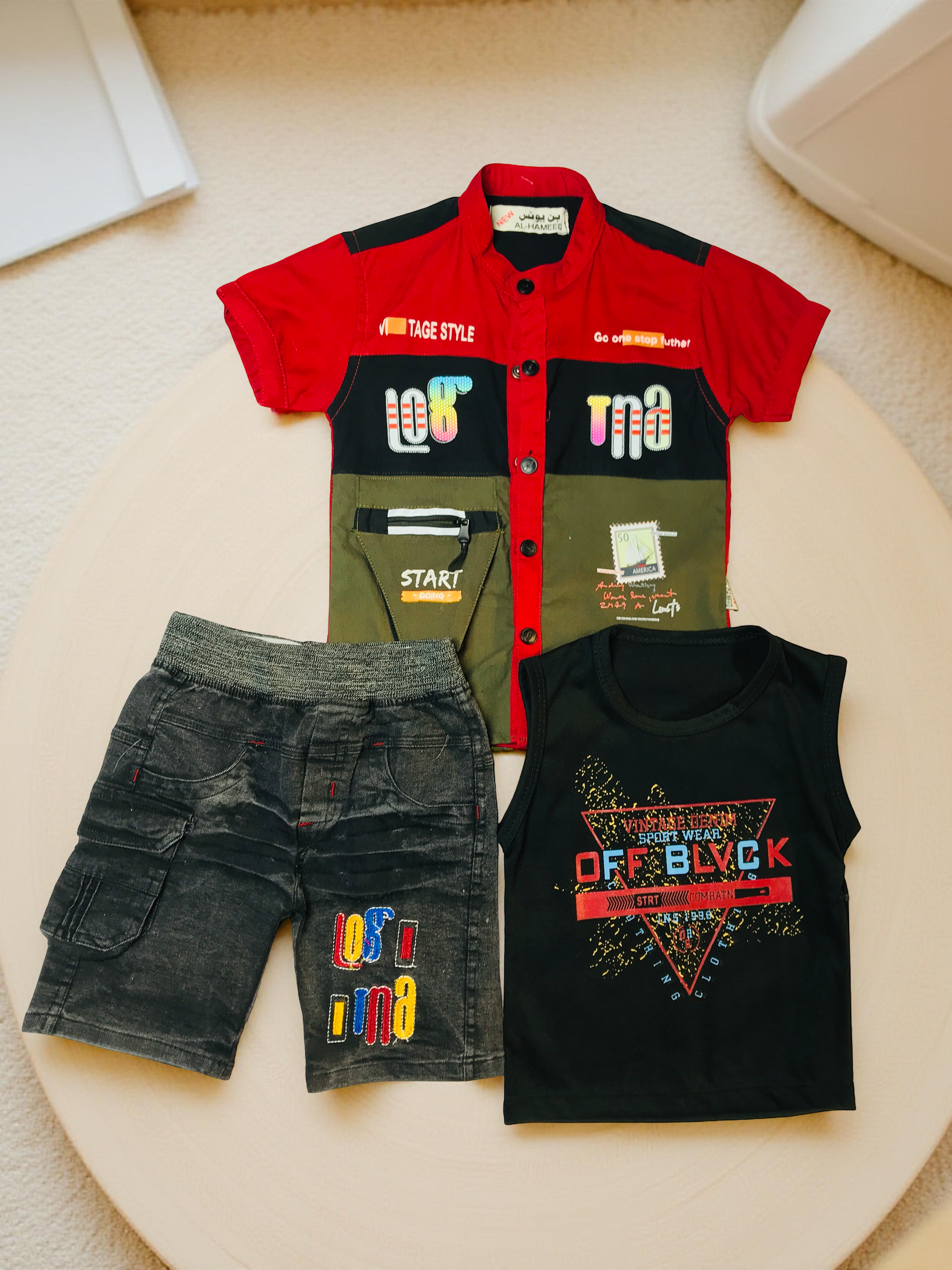 Kids 3-Piece Shirt & Shorts Set