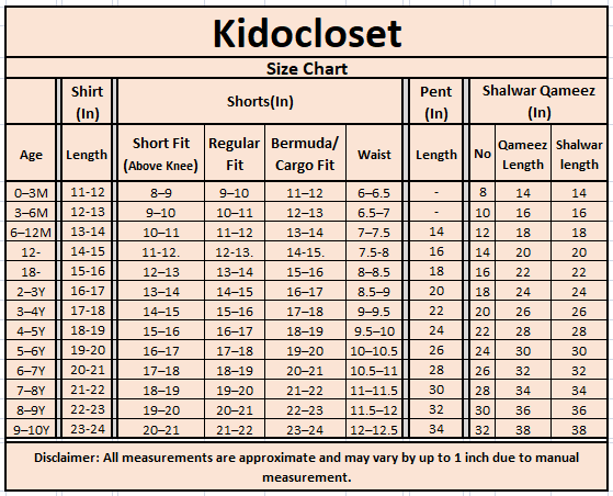 Size chart