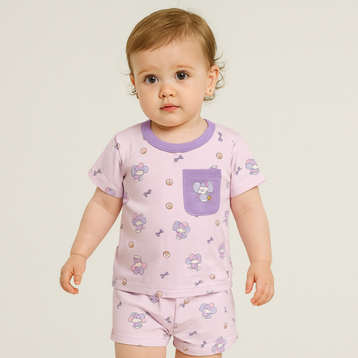 Cute Lavender Baby T-Shirt & Shorts Set