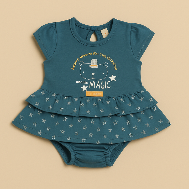 Baby Girls’ 2-Piece Ruffle Dress Set – (Top + Bloomer)