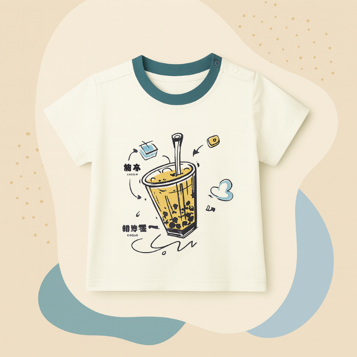 White Graphic T-Shirt and Teal Printed Shorts Set