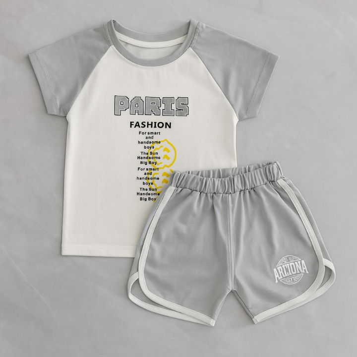 "Paris Fashion" Summer Suit – 2 Piece Set (T-Shirt + Shorts)