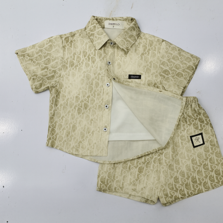 Toddler Boys’ 2 Piece Outfit –Printed Shirt & Shorts Set