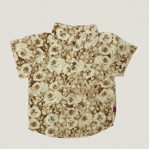 Beige Floral Summer Shirt & Shorts Set for Baby Boys