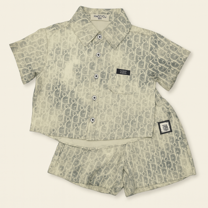 Toddler Boys’ 2 Piece Outfit –Printed Shirt & Shorts Set