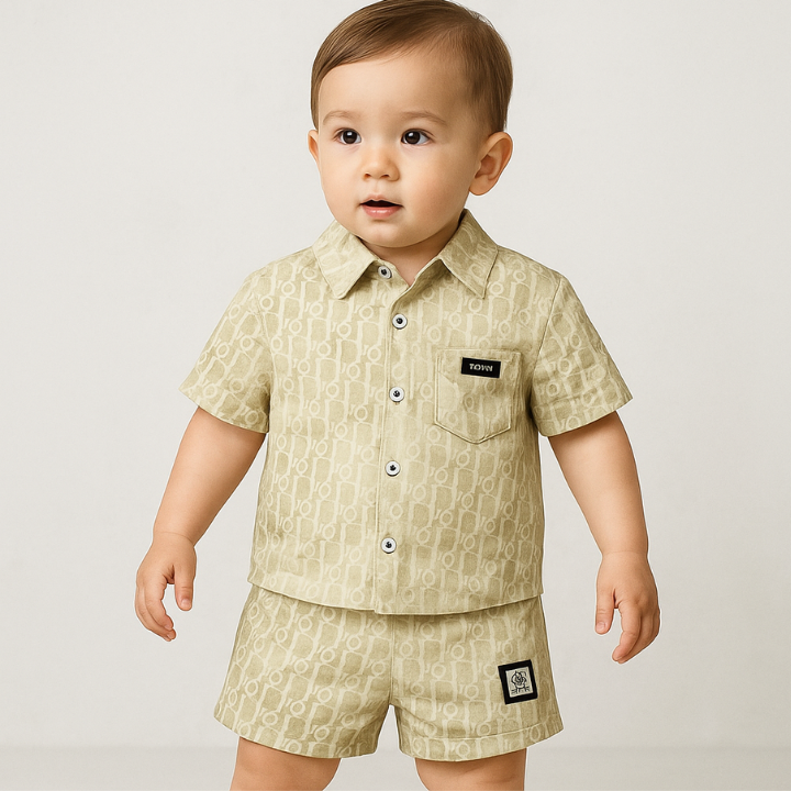 Toddler Boys’ 2 Piece Outfit –Printed Shirt & Shorts Set