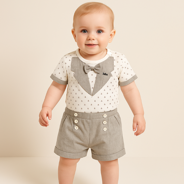 Baby Unisex’ Formal Style 2-Piece Outfit (Shirt & Shorts)