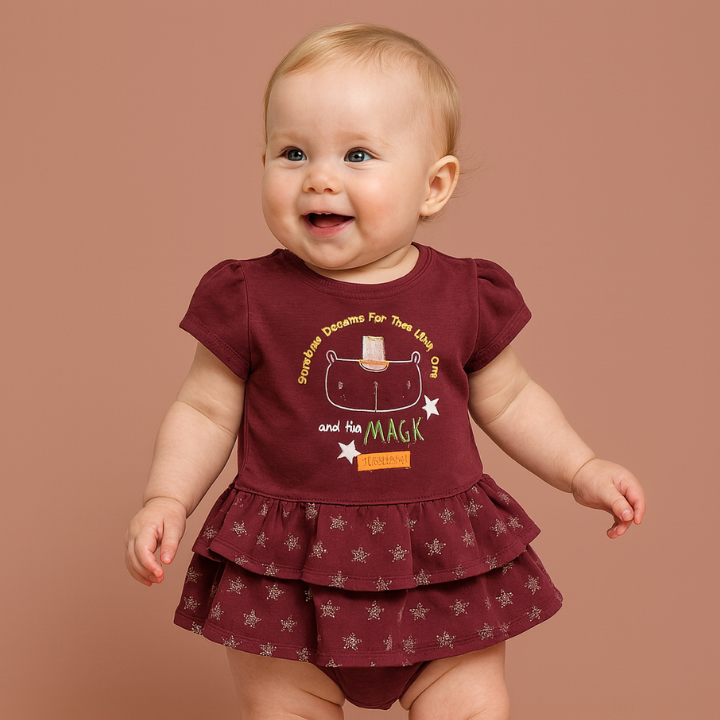 Baby Girls’ 2-Piece Ruffle Dress Set – (Top + Bloomer)